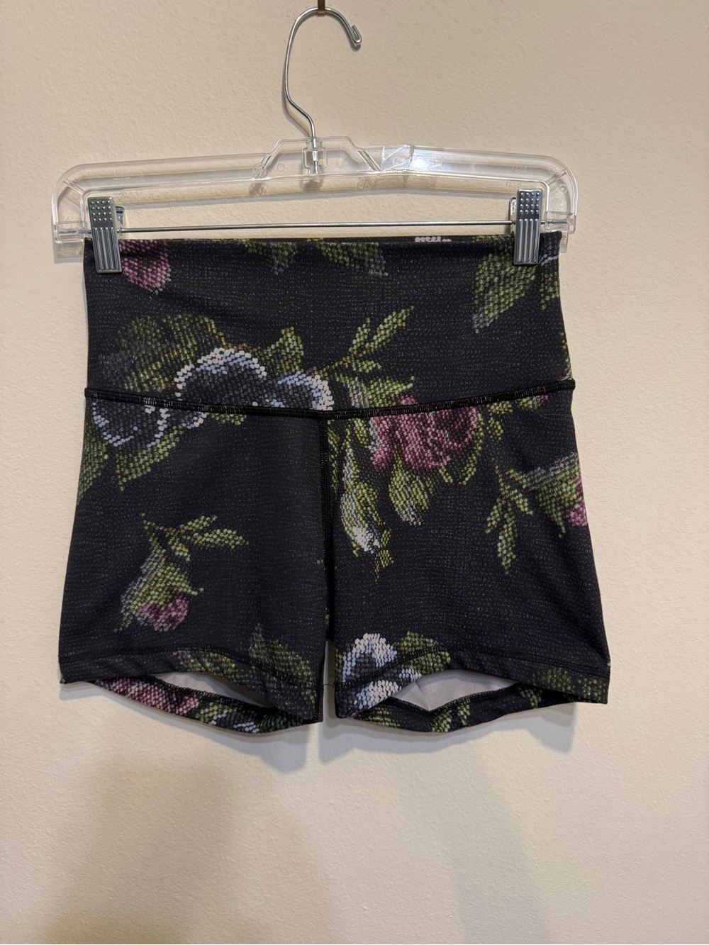 lululemon athletica Black Floral Bike Shorts